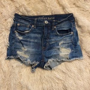 AE High Rise Shortie Jean Shorts